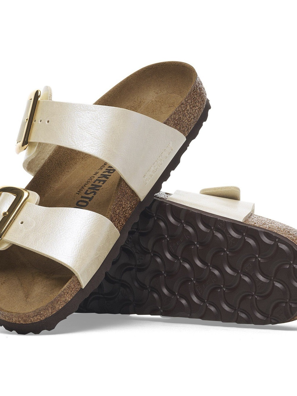 Birkenstock Graceful Pearl White Sydney Cushion Buckle Sandal with Gold Buckles - Picture 5 of 14